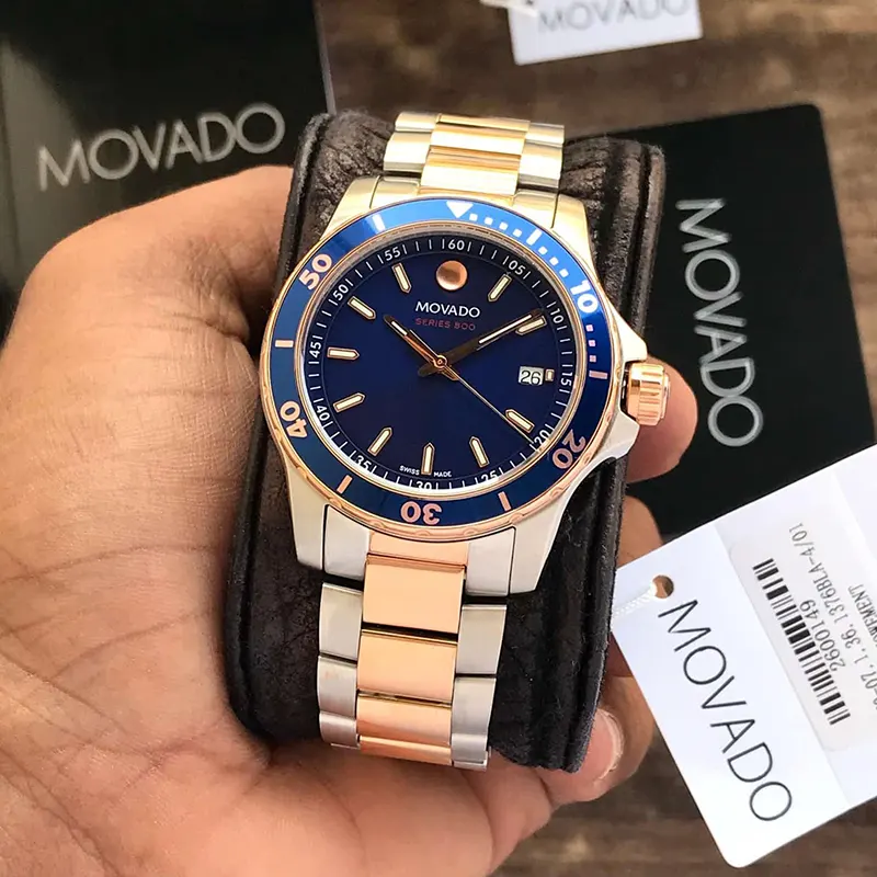 Movado 800 Series Quartz Blue Dial Two-tone Men's Watch- 2600149